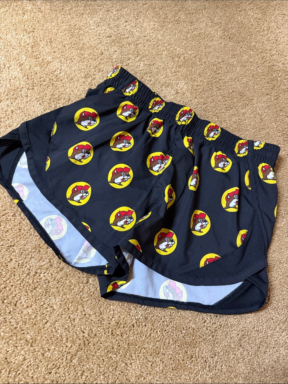Kids Black Character Print Athletic Shorts with Elastic Waistband